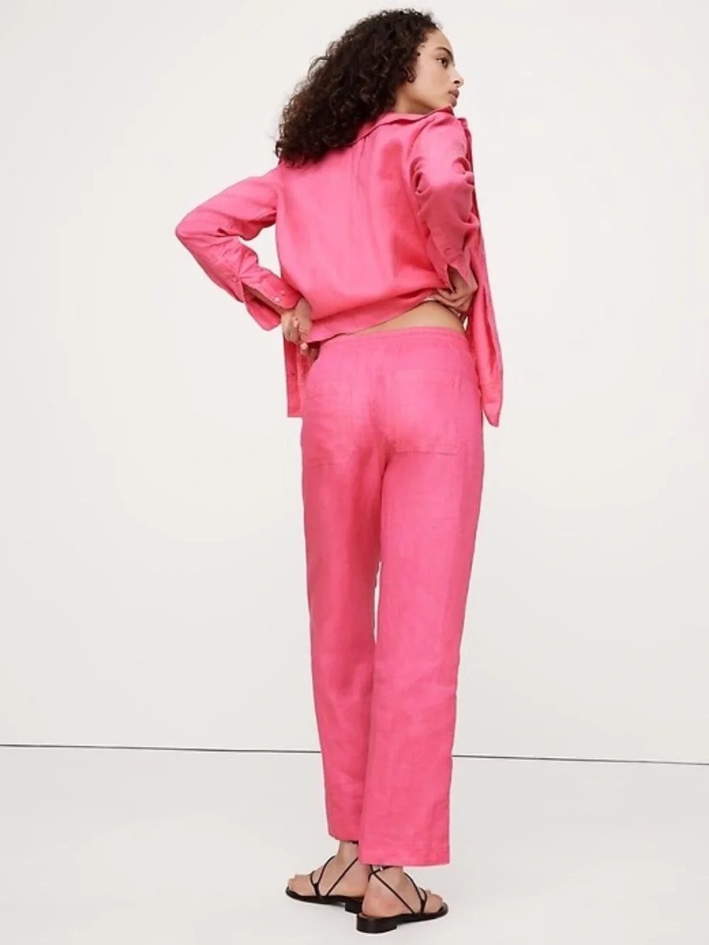 NWT! Banana Republic Pink Linen Pull-On Ankle Pant - Medium 🩶